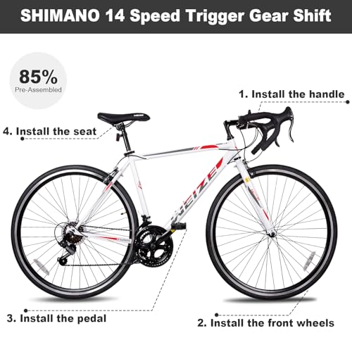 WEIZE Road Bike, 700C Wheel City Commuter Bicycle, 14 Speed Drop Bar, Racing Adult Bike with Caliper Brakes, High-Carbon Steel Hybrid Bikes, Urban Adult Bicycle for Men and Women
