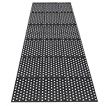 Nisorpa Rubber Drainage Mat, 90cm x 210cm Large Outdoor Entrance Rubber Mats, Anti Fatigue Mat Non Slip Doormat with Drainage Holes Heavy Duty Commercial Kitchen Floor Mat,Black
