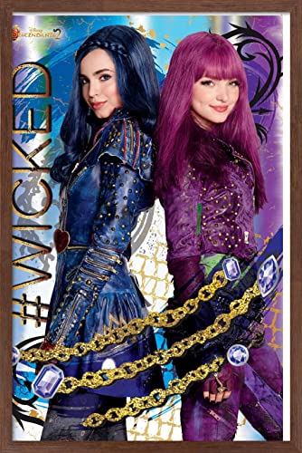 Poster Disney Descendants 2 encadré acajou 37x56 cm