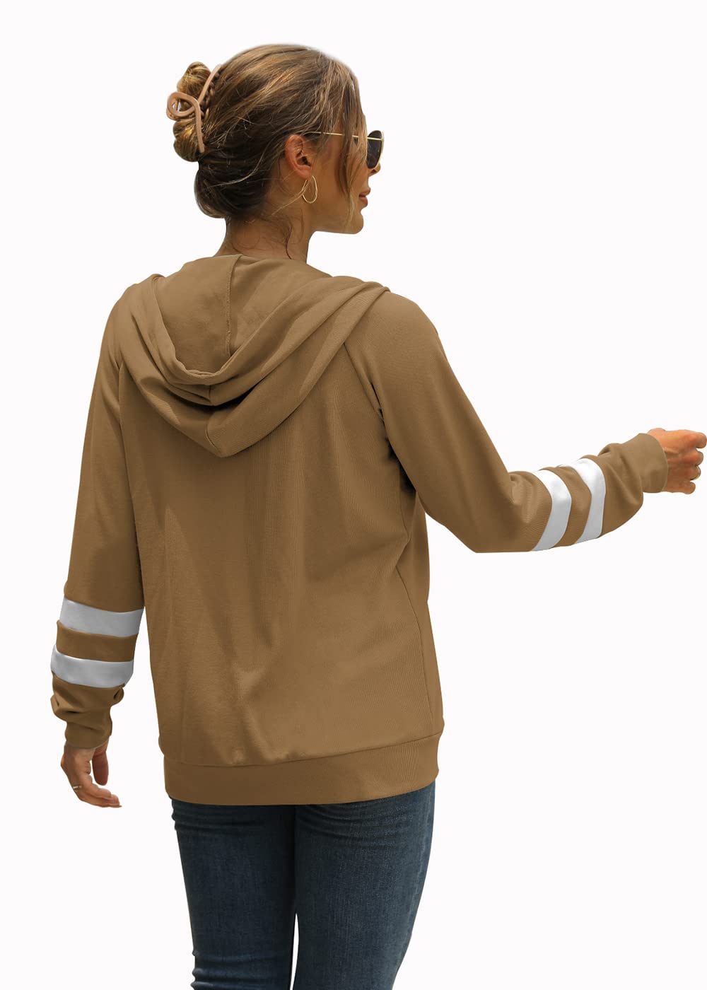 Bofell Womens Active Long Sleeve Zip Up Hoodies with Pocket Hooded Sweatshirts Jackets