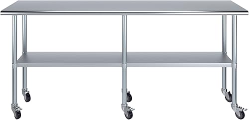 Miniatura 218 de AmGood Mesa de trabajo de acero inoxidable con ruedas Estación de trabajo