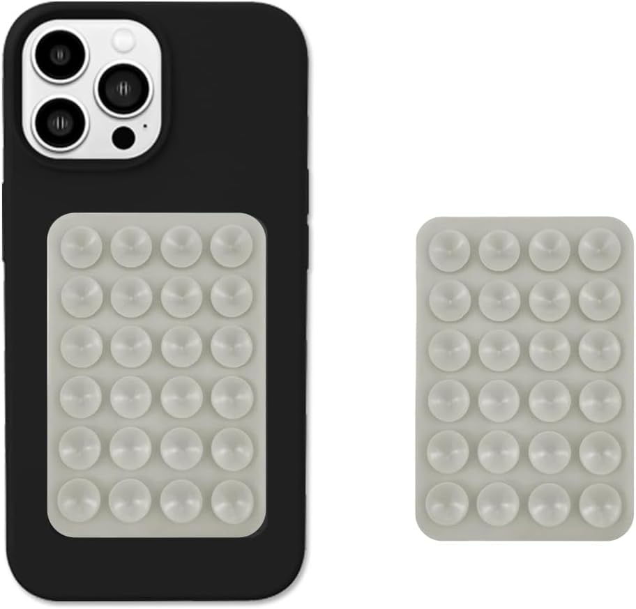 EDNITA Suction Phone Case, Phone Suction Sticker, Silicone Suction Phone Case for Hands-Free Mobile Accessory Holder Grip, Video Phone Accessory Compatible Mirror, Shower-(Light Grey)