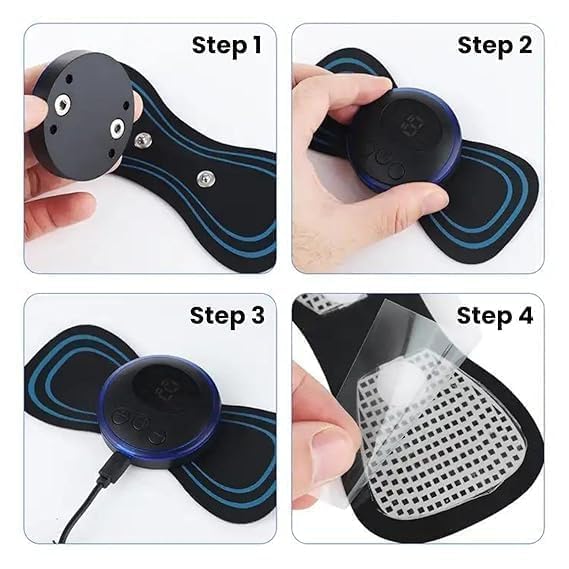 Image of A9 New Trending Full Body Mini Butterfly TENS Massager With 8 Modes, 19 Levels Electric Rechargeable Portable EMS Patch For Shoulder, Neck, Arms, Legs, Neck, Men /Women Modal No, Multicolour