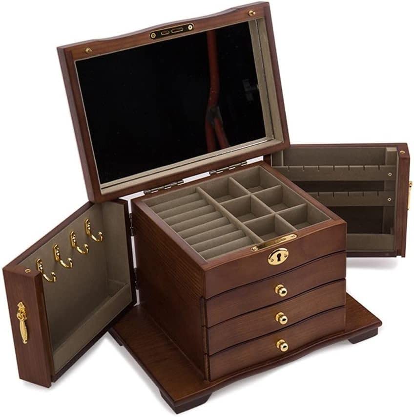 Caja de Madera Grande para Guardar Joyas, exhibir Pendientes, Anillos, Collares, Joyas, Organizador de Regalo, Embalaje