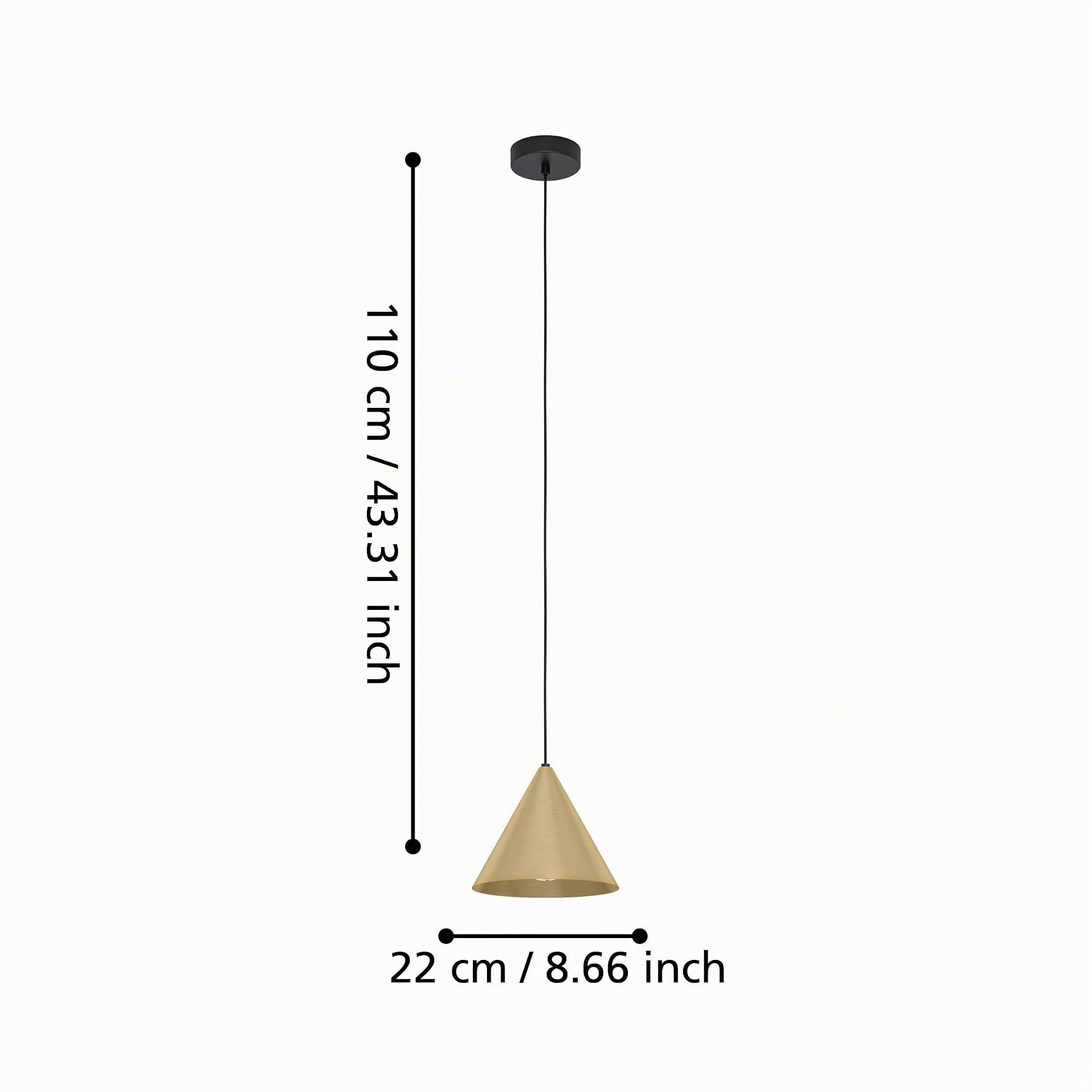 Eglo lampada a sospensione Narices, a luce singola, minimalista, in metallo | in ottone spazzolato, illuminazione per soggiorno e tavola, presa E27