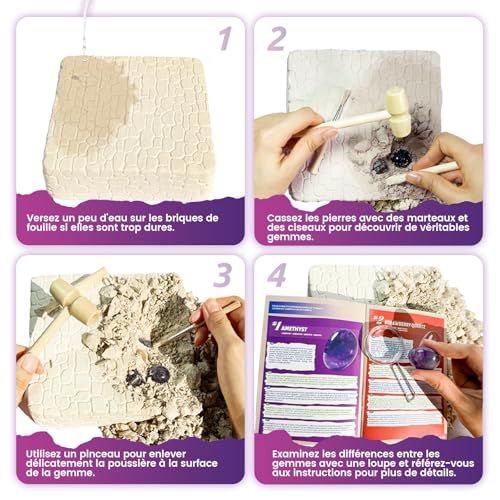 Méga Kit de Fouille de Pierres Précieuses pour Enfants – 18 Cristaux, Minéraux et Roches Réels – Dès 8 Ans – Image 4