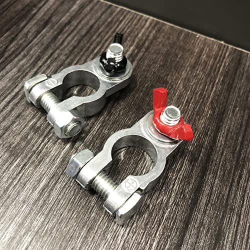 1 Pair Zinc-Plated Terminal End Set - For Car Marine Use Rv Trucks Vans Battery Cable Terminal Top Post Terminal Connectors Universal Negative & Positive #TOP4