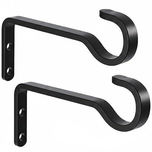 saffruff 2 Pack 15cm Plant Hooks for Hanging Baskets – Black Metal Wall Brackets for Indoor & Outdoor Use, Hanging Plants, Bird Feeders, Wind Chimes, and Bird Houses