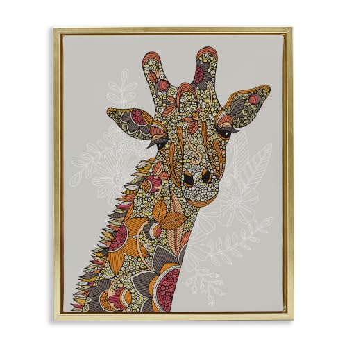 Pleasant Giraffe Floral Fractal, 17 x 21 Inch Canvas in Floater Frame