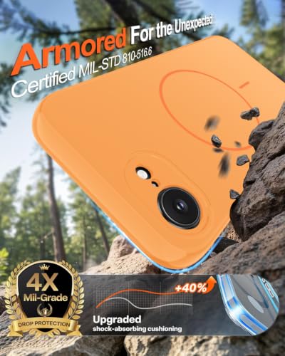 Image of Magnetic for iPhone 17e Case /iPhone 16e Case,Shockproof Matte Case,Orange | with Screen Protector,Compatible with MagSafe,Military Grade Drop Protection,Full Camera Protection,Non-Slip Design Cover