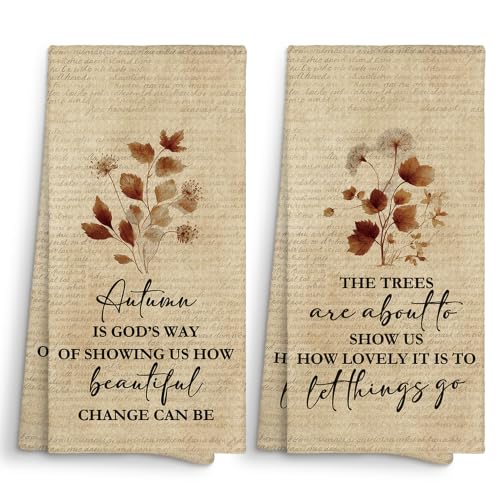 Sviojuce Christian Fall Botanical Kitchen Towels Decorative 16x24 Set of 2