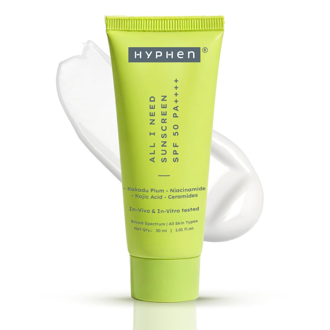 Hyphen All I Need Sunscreen SPF50 PA++++ | Brightens with Niacinamide, Kojic Acid, Vit C Rich Kakadu Plum | Lightweight Non-Greasy UVA/B Protection | Oily, Dry, All Skin Types | For Women & Men -30ml-image-1