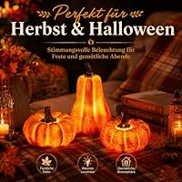 3PCS Herbstdeko Kürbis Mit LED Licht,Halloween deko kürbis beleuchtet,LED für Tischdeko,Herbst Deko Beleuchtung,Fur Tischdeko,Halloween Party,Garten Dekofigur – Ansicht 9