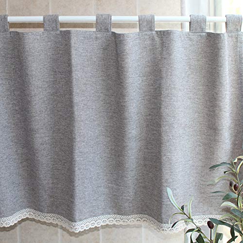 Cortina de la cafetería gris para tapar miradas y decorar ventanas pequeñas del baño 2