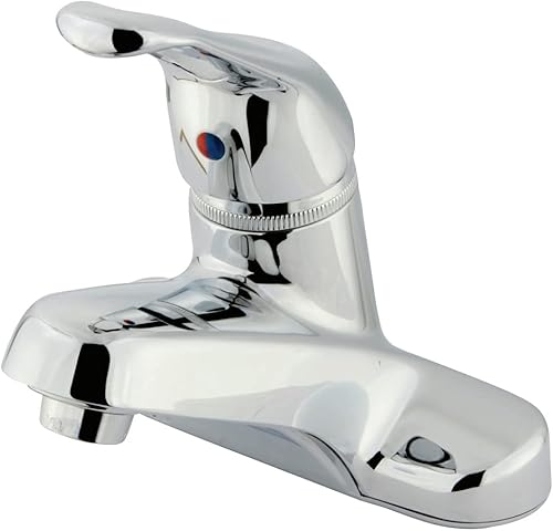 Kingston Brass KB511LP Wyndham - Grifo de lavabo con mango de bucle de metal único de 4 pulgadas sin emergente, cromo pulido