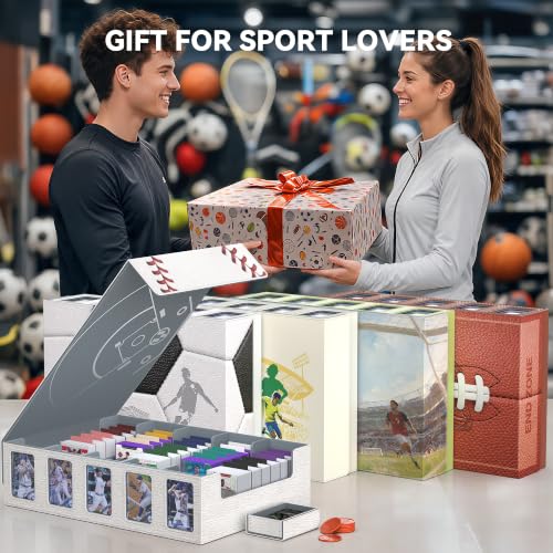 Image of Kabinka Baseball Card Storage Box with Window Display, 5-Row Sport Card Storage Box, 3900+ Card Deck Box for Baseball Sports Card TCG, 5 Top Loaders, 5 Stoppers, 48 Dividers, 1 Dice Tray(Baseball 1)