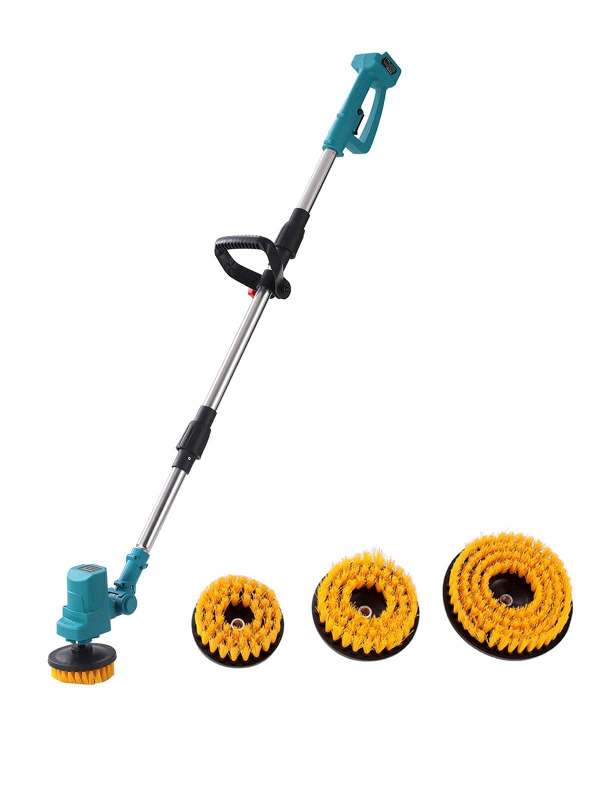 Brosse à récurer électrique extra longue, pliable, compatible avec batterie Makita 18 V (outil uniquement), brosse de nettoyage sans fil rechargeable sans fil, 1800 tr/min pour baignoire/carrelage/sol