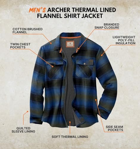 Image of Legendary Whitetails Mens Thermal Lined Shirt Jacket Plaid Flannel Polyfill Insulated Shacket