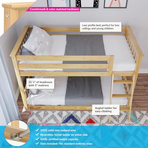 Image of Max & Lily Twin Over Twin Low Bunk Bed, Natural