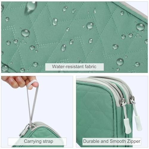 Image of FYY Electronic Organizer, Travel Cable Organizer Bag Pouch Electronic Accessories Carry Case Portable Waterproof Double Layers All-in-One Storage Bag for Cable, Cord, Charger, Phone, Pattern Green (M)