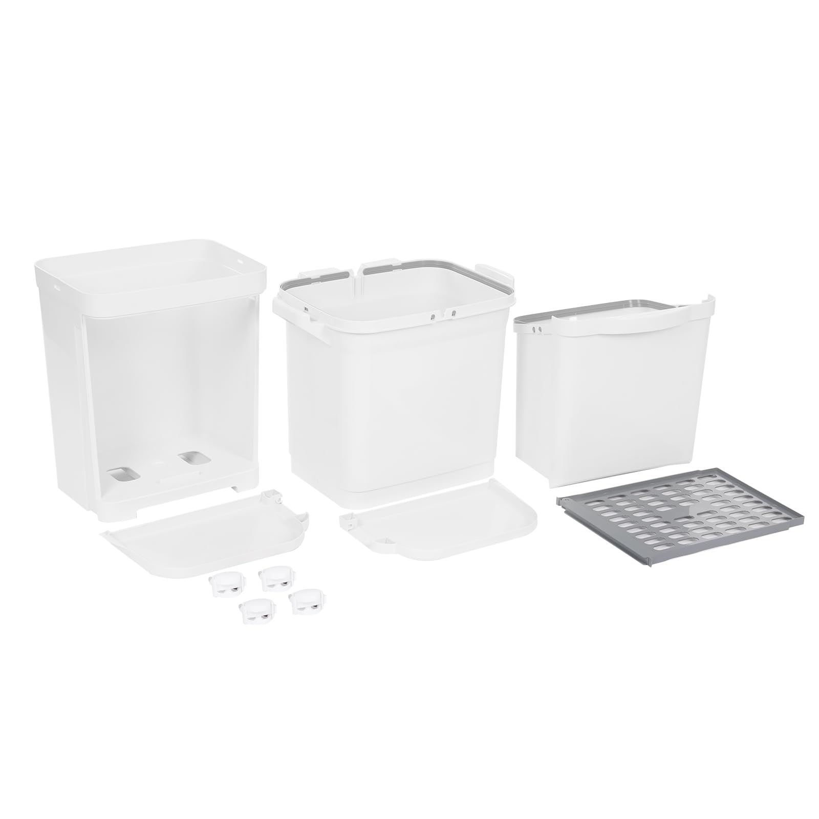 Pattumiera Differenziata 45L Cucina con Ruote Doppio Contenitore | Secchio verticale per smistamento, coperchio richiudibile, pattumiera da cucina e ufficio, secca e naso