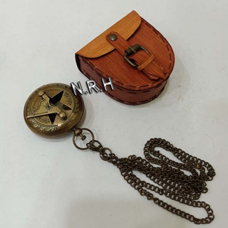 Brújula de bolsillo antigua personalizada de latón 2.5 pulg miniatura 6