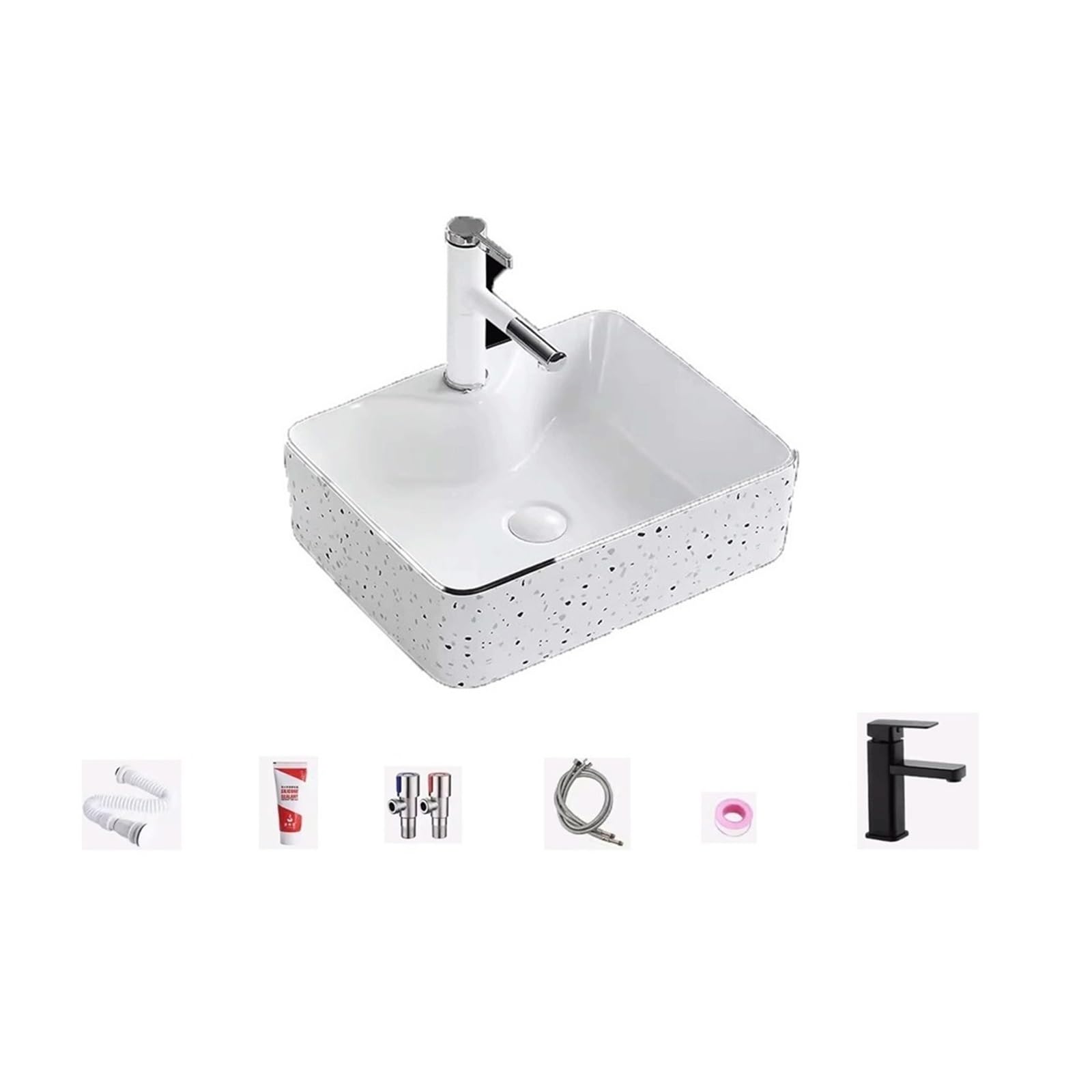 Hpthly Bathroom Sink Modern Square Ceramic Basin Above The Counter Basin Household Wash Basin Single Basin Bathroom Balcony Wash Basin Vessel Sinks