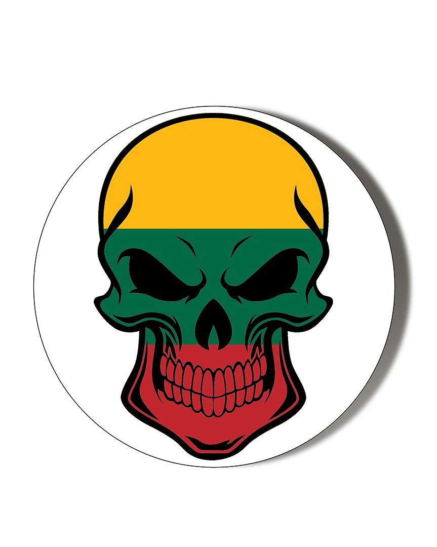 Gift Insanity Lithuania Flag Skull Shape 6 X 70Mm Vinyl Stickers
