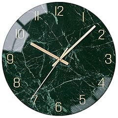 VIKMARI Emerald Green Glass Wall Clock Silent Non Ticking Battery Operated 10 Inches Modern Marble photo VIKMARI Emerald Green Glass Wall Clock Silent Non Ticking Battery Operated 10 Inches Modern Marble