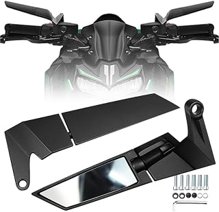 MX Culer Zone Wing Edge 2.0 Universal Motorcycle Rearview Mirror, Black Stealth Design, 180-Degree Rotation, Easy Installa... Price In India