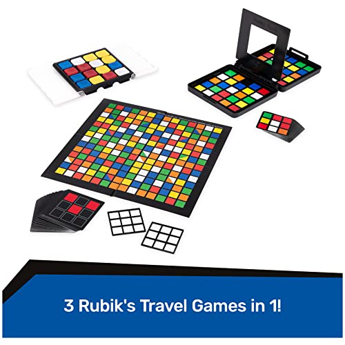 Rubik’s Pack & Go, 3 Game Bundle Race Flip Capture 2-Player Sequence Board Games 3D Puzzle Travel Game Gift Set, For Adults & Kids Ages 7+ Amazon Exclusive #TOP1