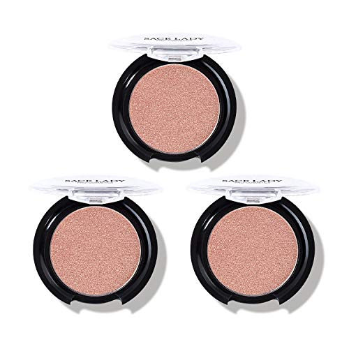 Pack of 3 Highlighter Powder Makeup Highlighting Glow Bronzer Pigmented Ultra-Smooth Face Cheekbones Illuminator-Shape, Contour & Highlight Features with Shimmer Shades Peach