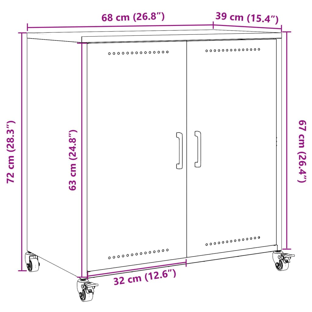 vidaXL Buffet, Armoire avec Porte, Placard avec Rangement, Organisateur de Salle de Séjour Salon Maison Intérieur, Blanc 68x39x72 cm Acier