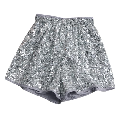 Short paillettes femme taille haute jambes larges élastique mode casual chic