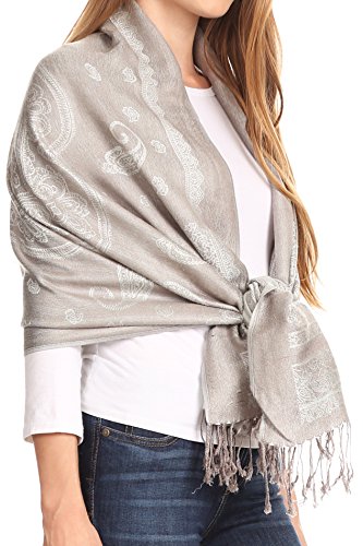 Sakkas Lightweight Two Tone Paisley Design Pashmina Fringe Scarf/Stole/Wrap3