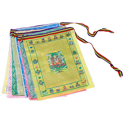 Tibetan Buddhist Prayer Flags (20pcs) Outdoor Meditation Flag-Traditional Five Elements Satin Wind Horse Lungta Prayer Flags,11x14 inches
