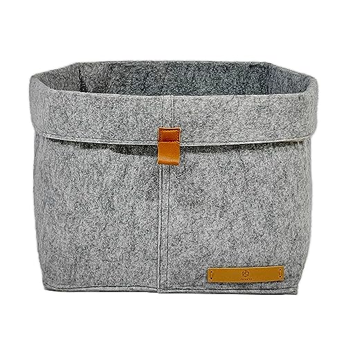 FRIHET® Panier de rangement en feutre pour étagère KALLAX | Boîte de rangement en gris | Sac de rangement en feutre | 1 pièce Taille 2 | Polyvalent et peu...