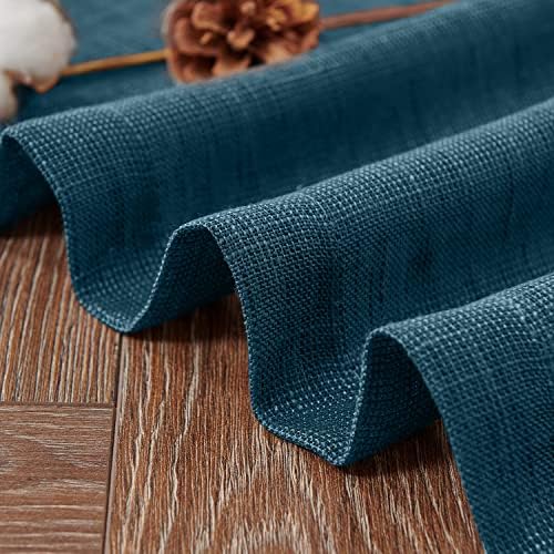 TOPICK Navy Blue Net Valance Kitchen Curtain 16 Inch Drop Short Voile Curtains Sheer Cafe Curtains Solid Pattern Veil Curtain Transparent Rustic Style Farmhouse Curtains for Small Window 1 Panel