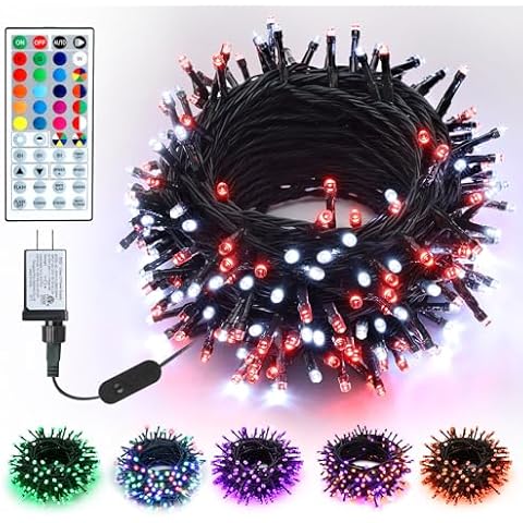 ODEETRONIC Color Changing Christmas Lights, 66ft 200 LED RGB Christmas String Lights with Remote, Twinkle Christmas Outdoor Lights, Dimmable Christmas Tree Lights Waterproof for Xmas Home Party Patio Cover