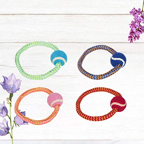 Brinquedo para cães - brinquedo para cães - 4 peças de corda de algodão com bola para brincar brinqu