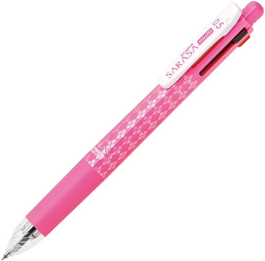 Zebra Sarasa Multi 0.5, Four Colors (Black, Red, Blue, Green) Gel Ballpoint Pen 0.5mm + Mechanical Pencil 0.5mm, Pink (Japan, Import)
