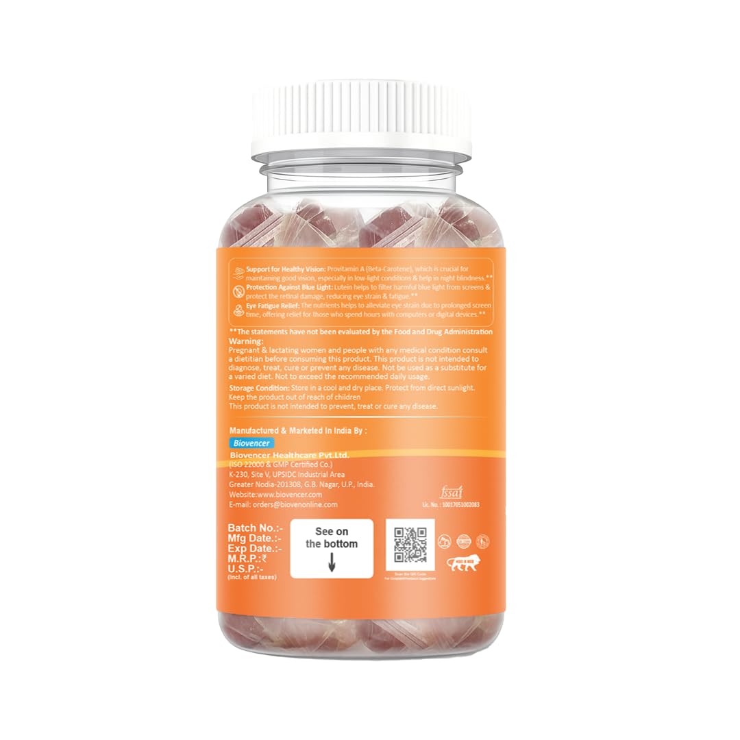 Biovencer Eye Care Gummies 30 | Lutein & Zeaxanthin for Eye Health Support | Daily Vision Nutrition for Adults 4