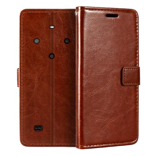 PUレザー手帳型ケース 対応Fossibot F105との互換性あり、カード収納・マグネット式・スタンド機能付きフリップカバーで全面保護 (ブラウン)