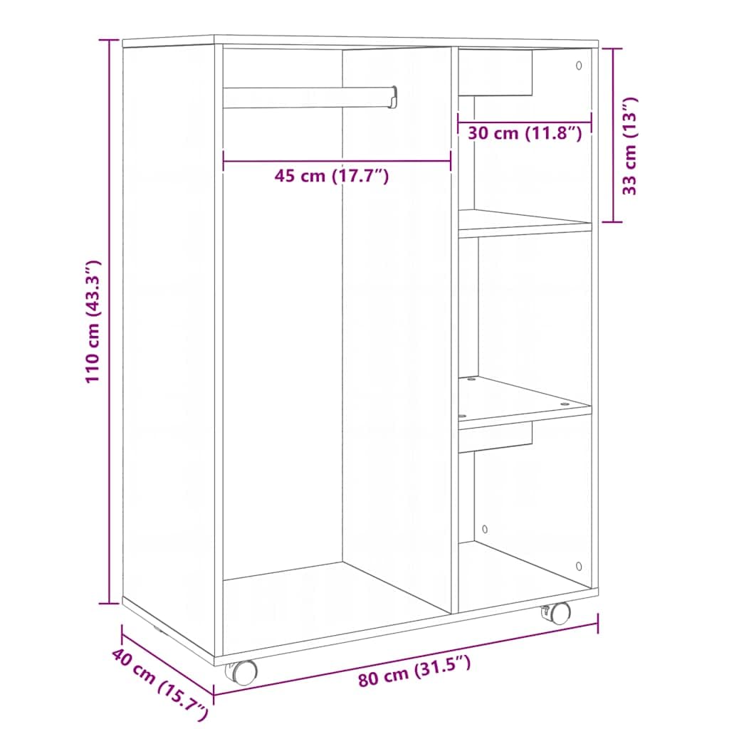 vidaXL Armario Madera de ingeniería Color Roble Sonoma 80x40x110 cm