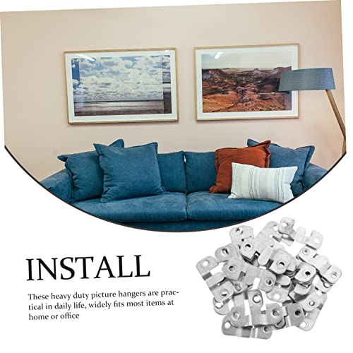 Image of 15pairs Mirror Buckle Interlocking Hangers Picture Frame Hooks for Wall Mounting Wall Hangers Shelves