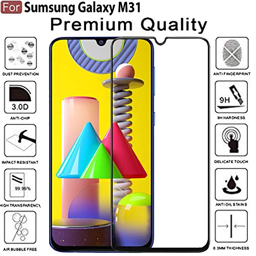 Image of CEDO Tempered Glass for Samsung Galaxy M31 / F41 / M31 Prime | Screen Protector Full HD Quality Tempered Glass Anti-Scratch Edge to Edge Coverage with Easy Installation Kit (Black)