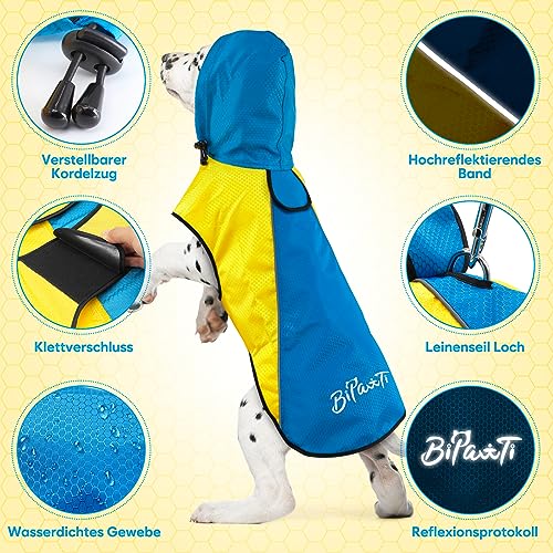 DQGHQME Hunderegenmantel: Wasserdichter Ultraleichter Reflektierender Mantel für Große, Mittlere und Kleine Hunde (XL)