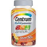 Centrum MultiGummies Adults (120 Count, Natural Cherry, Berry, Orange Flavor) Multivitamin/Multimineral Supplement Gummies, Vitamins B12, D, E, Age 50+