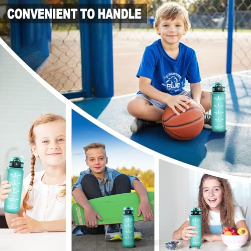 Miniatura 4 de Botella Agua 500ml, Cantimplora Infantil con Filtro, a Prueba de Fugas, Fácil de Limpiar, Cantimplora Motivadora con Marca de Tiempo, para la Escuela, Oficina, Deportes, Bicicleta, Senderismo