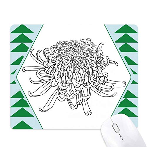 Tapis de souris fleur de chrysanthème et pin vert en caoutchouc antidérapant pour bureau